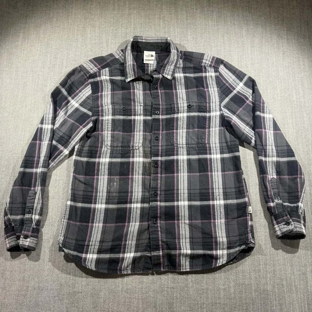 The North Face Shirt Mens Large Black Plaid Long Sleeve Flannel Button Up Casual